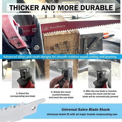 225 मिमी 5TPI Wood Pruning Reciprocating Saw Blade 9 इंच प्रभावी लकड़ी काटने के लिए